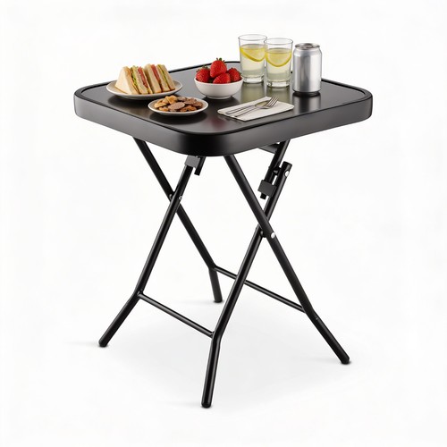 Folding side table glass top - side,